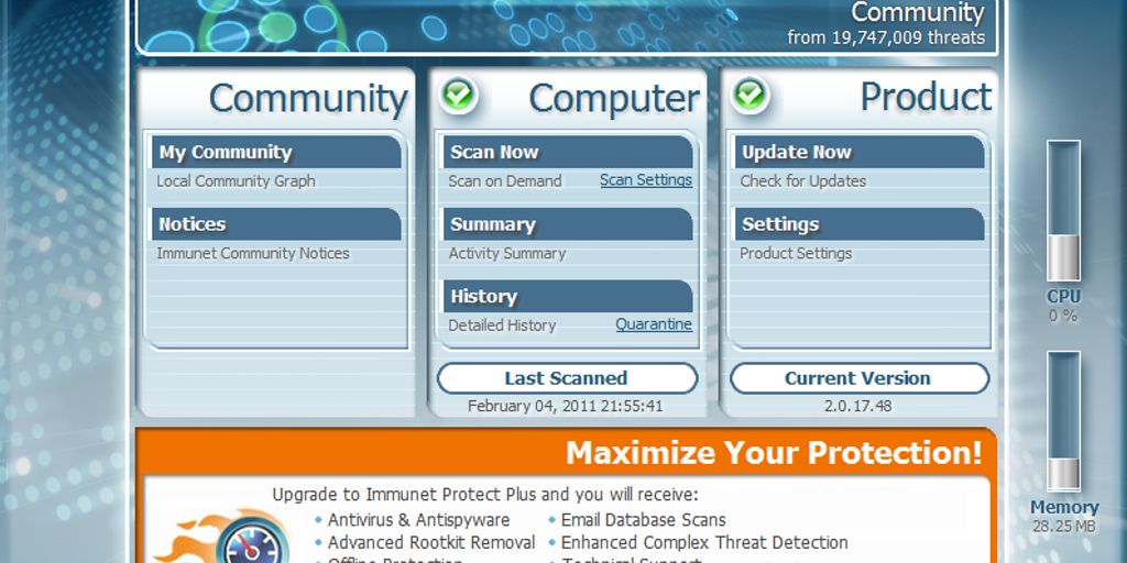 antivirus software on computer screen