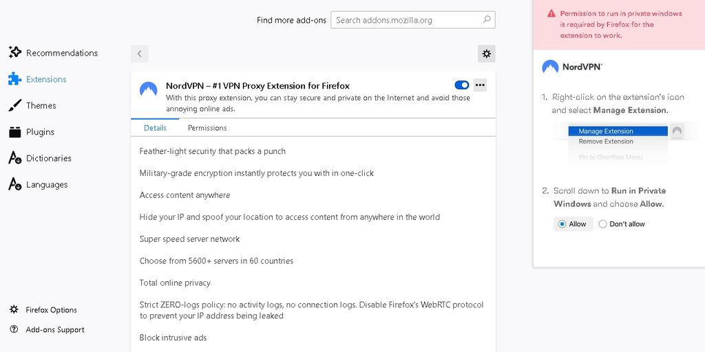 VPN on Firefox browser